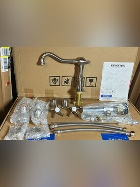 Kingston Brass Hamilton Bathroom Faucet – Brushed Nickel Widespread Sink Faucet